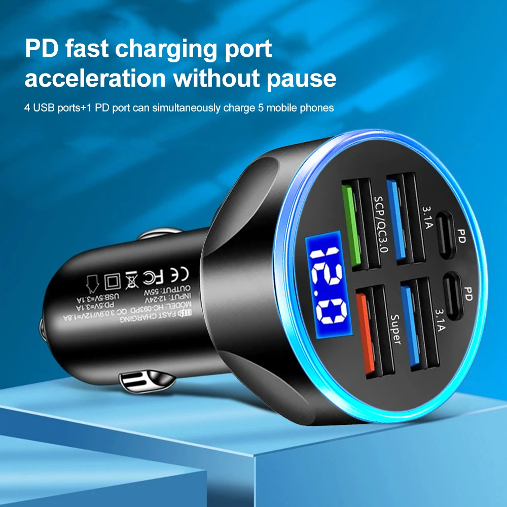    PD QC3.0 ޴ , CŸ, 6 Ʈ, 66W, ڵ SUV Ʈ