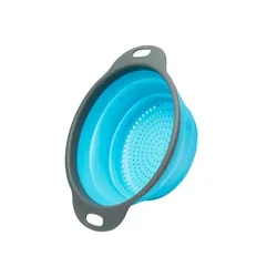 Foldable Silicone Kitchen Basket and Dish Drainer (Large size blue)