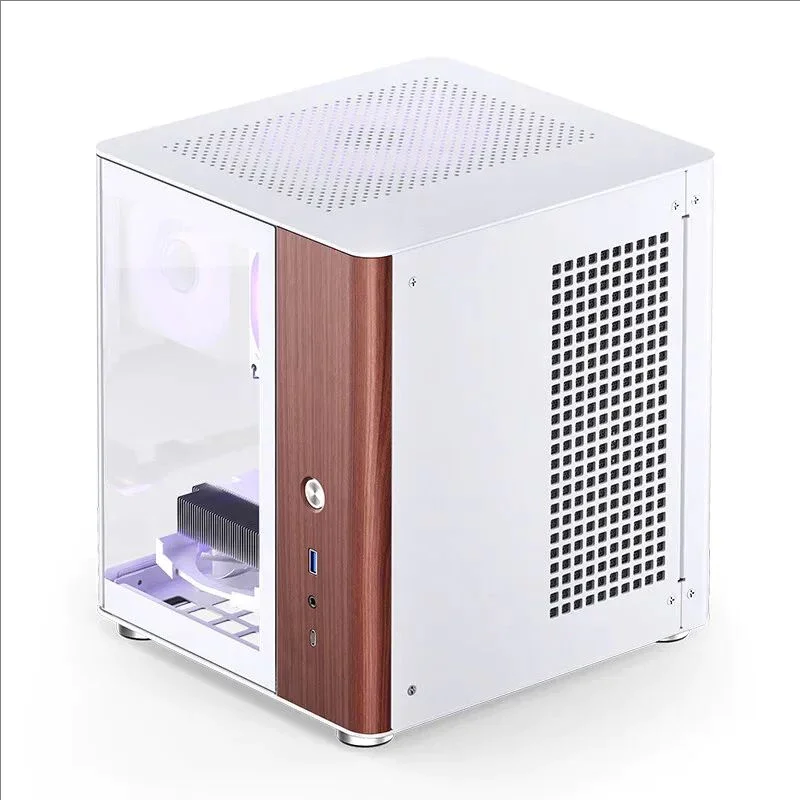 JONSBO TK-0 Small Case Black/White Mini Hyperbolic Sea View Room ITX Aluminum Alloy Shell Walnut Board Type-C Case