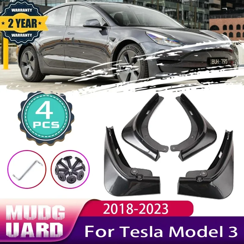 

Car Mudguards for Tesla Model 3 Accessories 2018~2023 2022 Mud Flaps Splash Guards Front Rear Wheel Fender Baking Paint Mudflaps