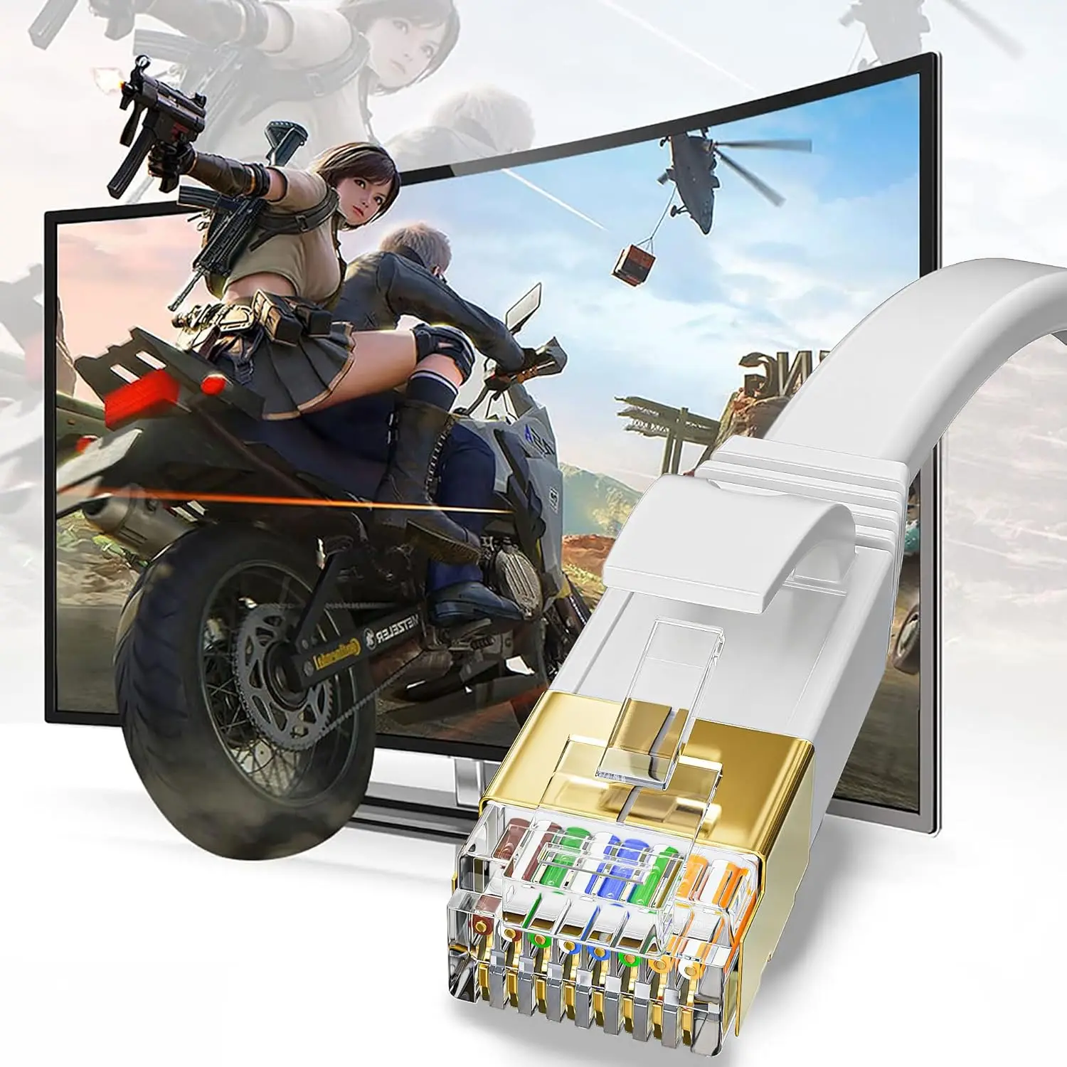 High-Speed Flat Shielded Cat 7 Ethernet Cable for Internet Connectivity