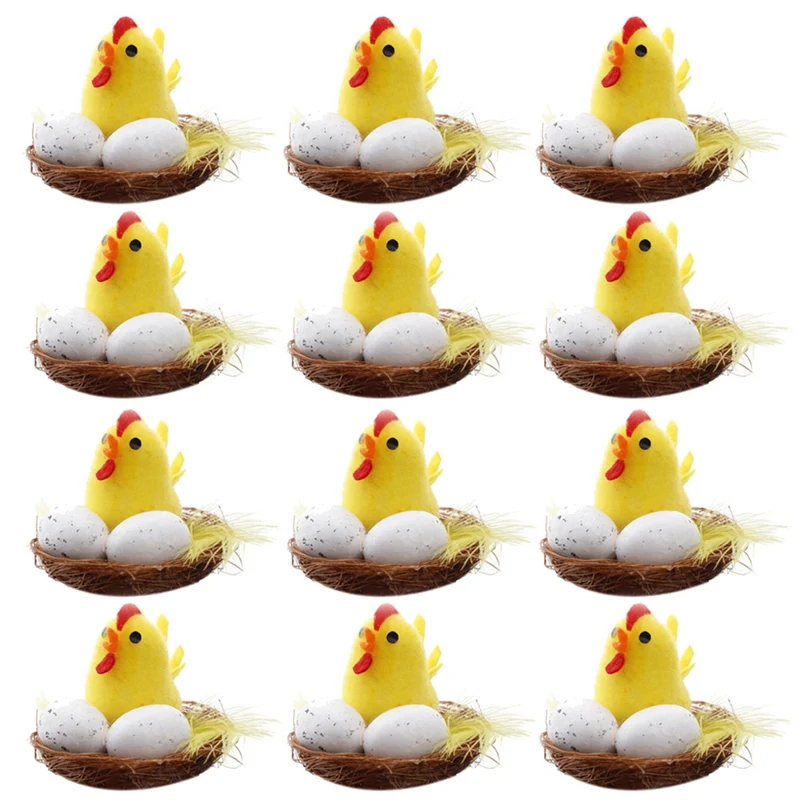 

1 Box Of 12Pcs Easter Chicks Easter Decoration Cute Chick Home Decoration Gift Box Mini Easter Chicks Decoration