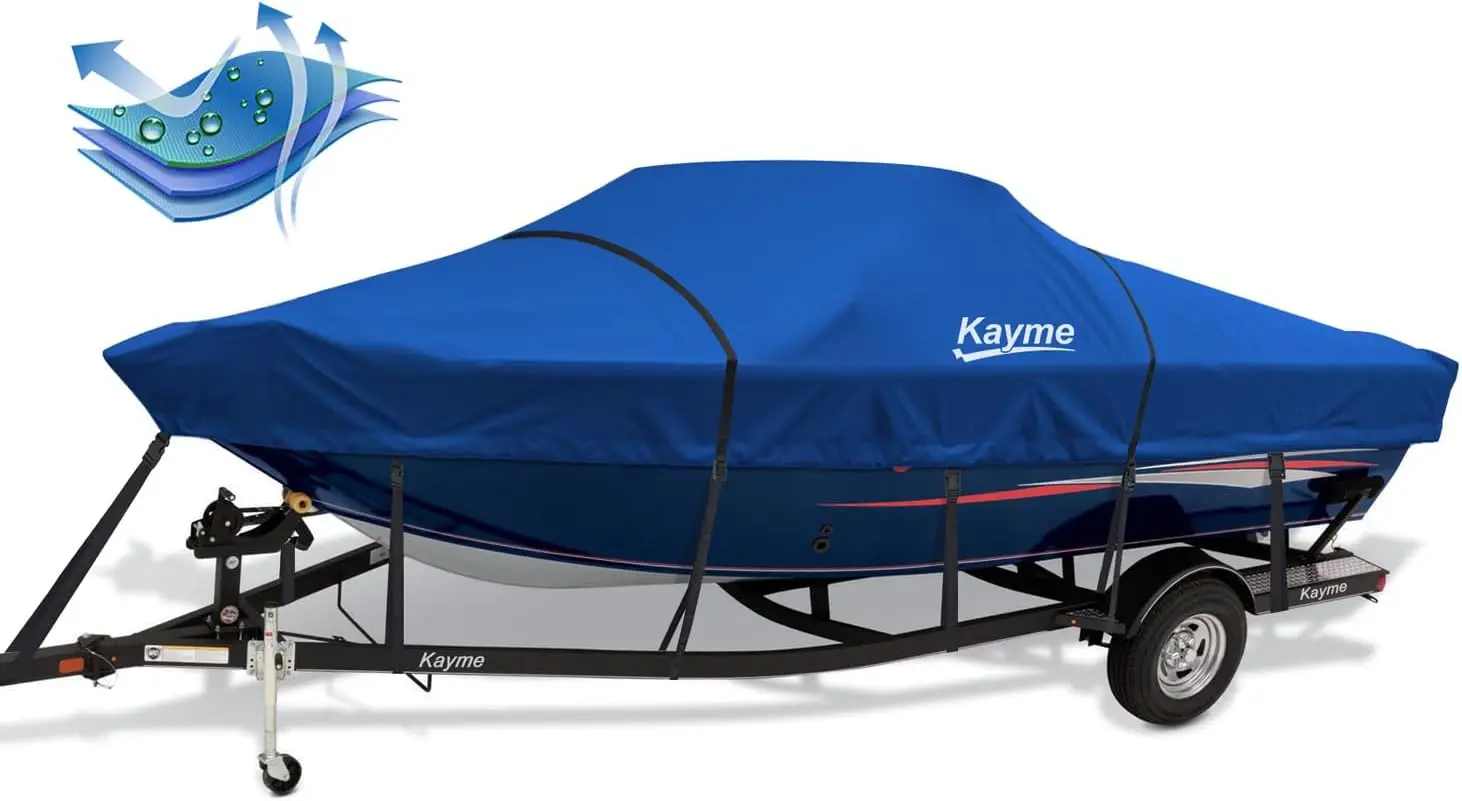 900D Heavy Duty Boat Cover, Waterproof and Tear Resistant Boat Canvas, Tarps with Windproof Straps. Length 20-22ft
