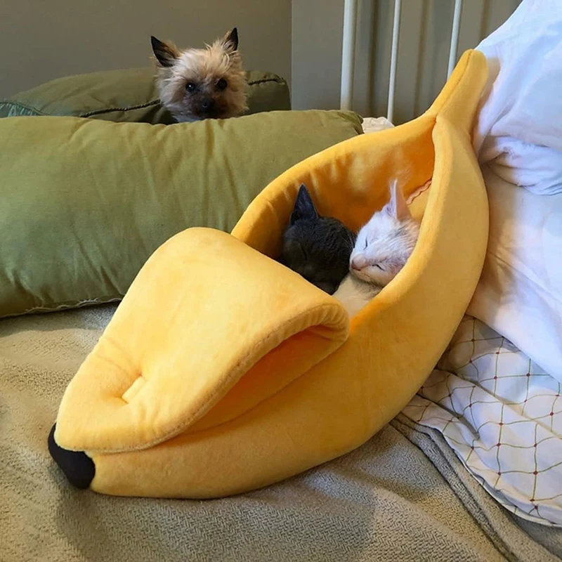 Banana Cat Nest Pet Dog Nest Warm Banana Split Cat Bed