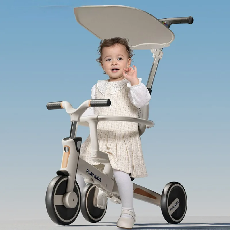 Multi Functional Tricycles for Children From 1 To 3 Years Folding, Lightweight Child's Tricycle with Awning 4 in 1 Balance Bikes