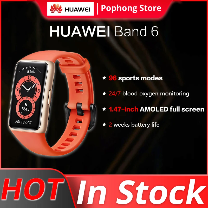 

Original Huawei Band 6 Smartband Blood Oxygen 1.47 inch AMOLED Screen Heart Rate Tracker Sleep monitoring