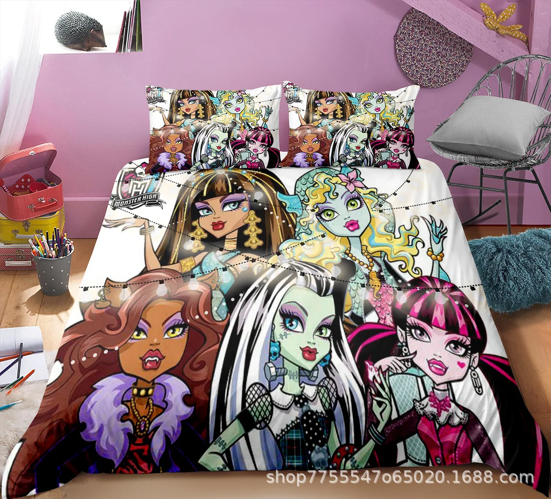 Monster High Bedding Set Single Twin Full Queen King Size Anime Bed Set Aldult Kid Bedroom Duvetcover Sets 3D Print 015 4