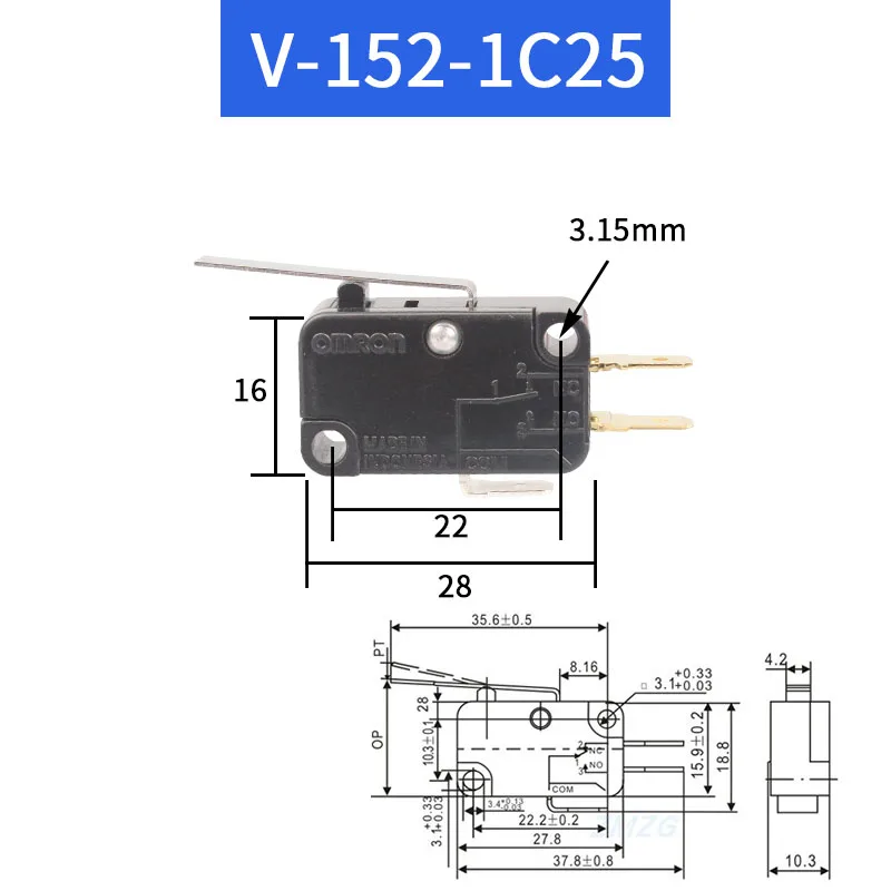 Micro switch Travel Switch Limit V-15 V-152 V-153 V-154 V-155 V-156-1c25 10A250V