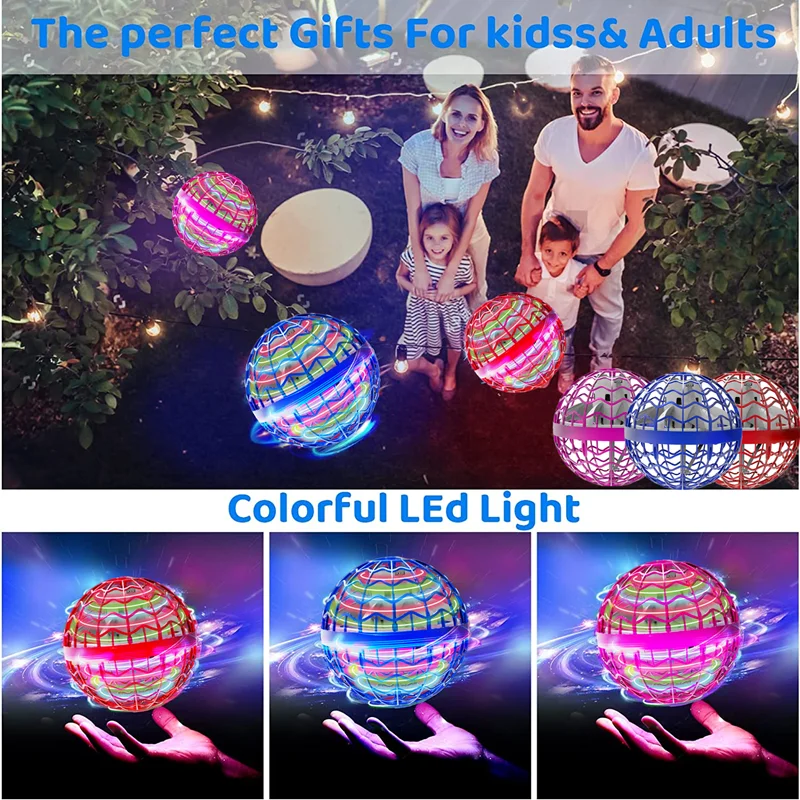 Original Patented Flying Ball Spinning Hand Controlled Drone 360 ° Rotation Mini with LED Lights Fun Christmas Gift for Children 4