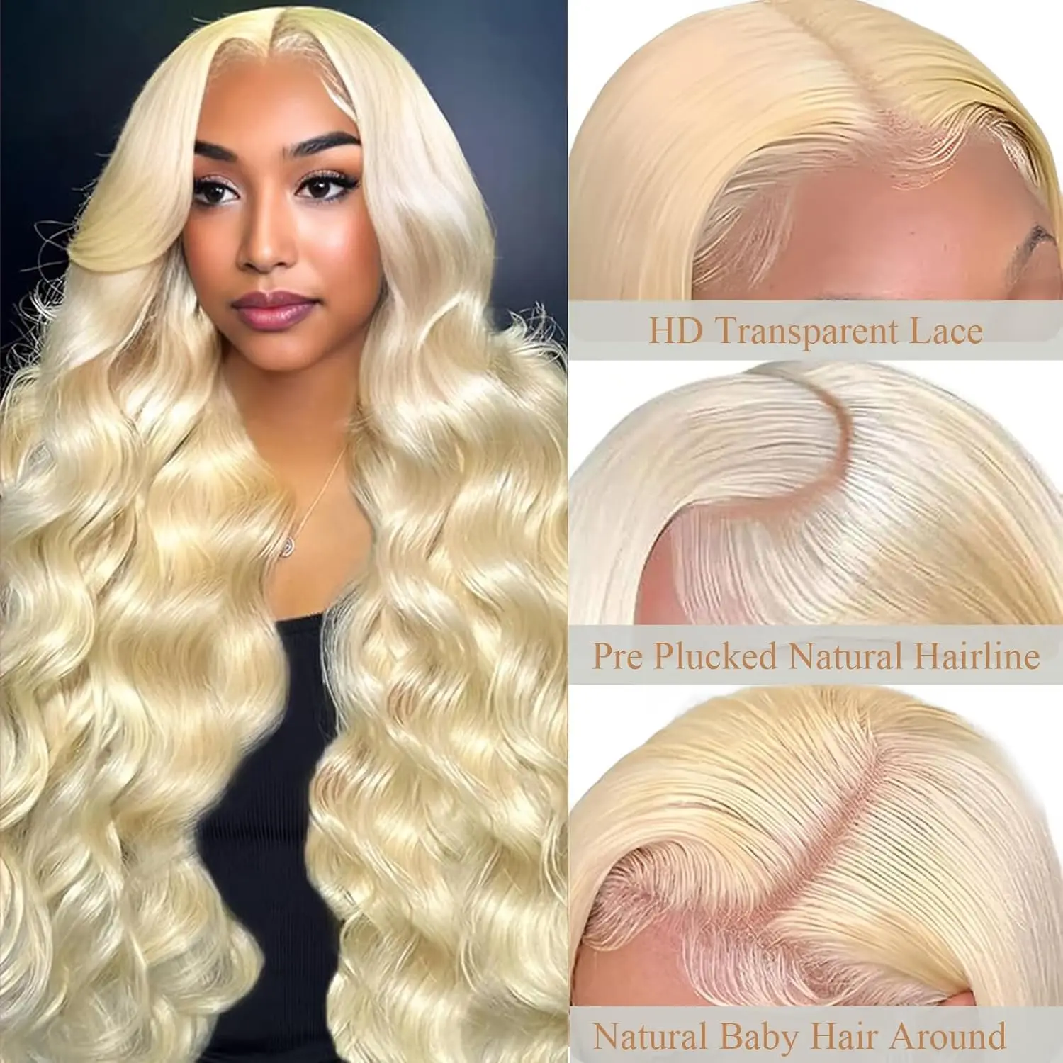 613 Lace Front Wig Human Hair 200 Density 13x6 HD Lace Front Wigs Human Hair Body Wave Blonde Wig Human Hair For Women 20 Inch