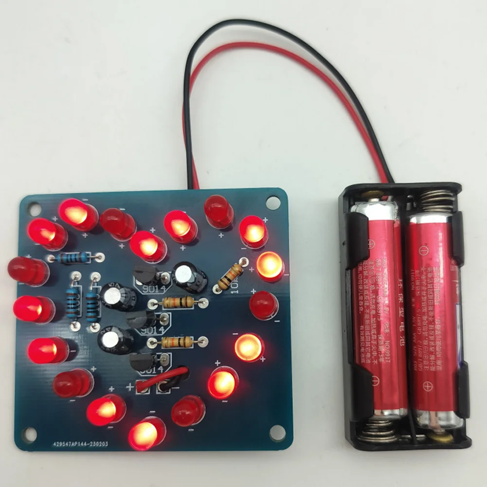 DIY 하트 모양의 깜박이는 램프 키트 18개의 빨간색 LED 아날로그 회로 납땜 프로젝트(부품 및 지침 포함) 5.6 5.2cm