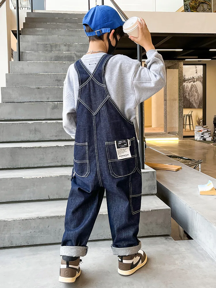 새로운 레트로 소년 전체 점프 슈트 학생 학교 착용 빈티지 청바지 작업복 십대..