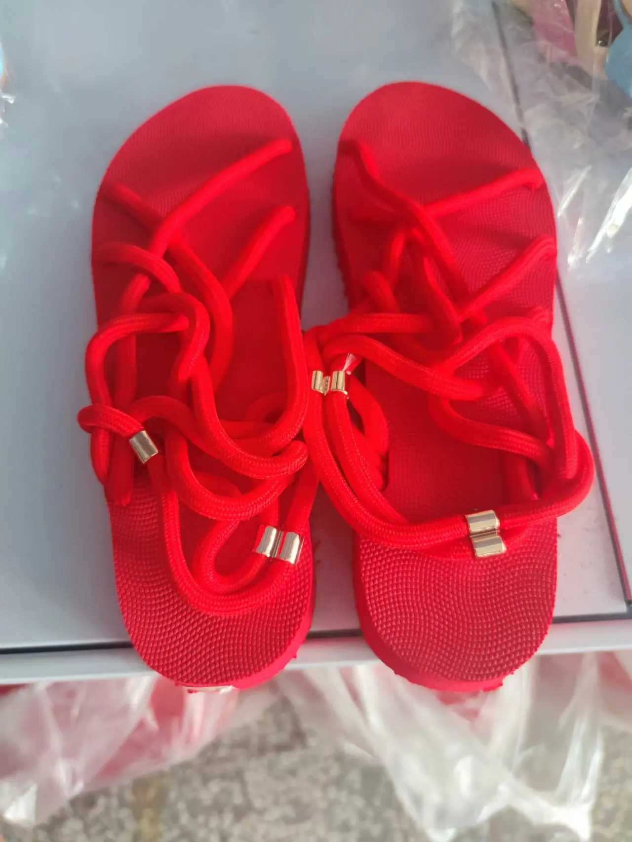 2021 summer new style flat sandals women's plus size rope strap set foot beach sandals sandalias mujer 2021 zapatos mujer Casual 