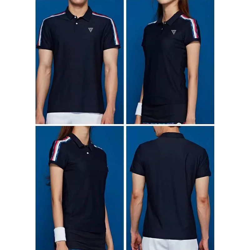 Sport T Shirt Quick-drying Collar Short-sleeved Tennis Shirt Suit for Men and Women Golf Clothing Polo Tennis Clothes Badminton Sportswear
