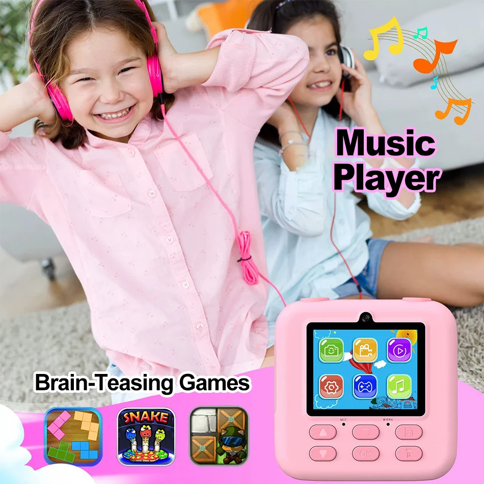 57mm Thermal Printer Instant Printing Front&Rear Dual Camera Flash Portable Digital Video 32G-SD for Kids Children Toddler Gifts