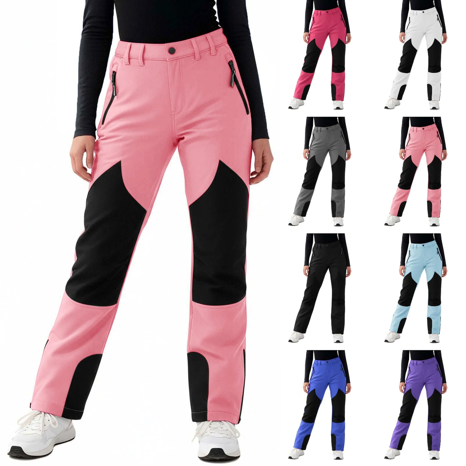 New Children Girls Waterproof Insulated Ski Pants With Fleece Kids Winter Warm Snow Pants Outdoor Mountaineering Hiking Snowsuit