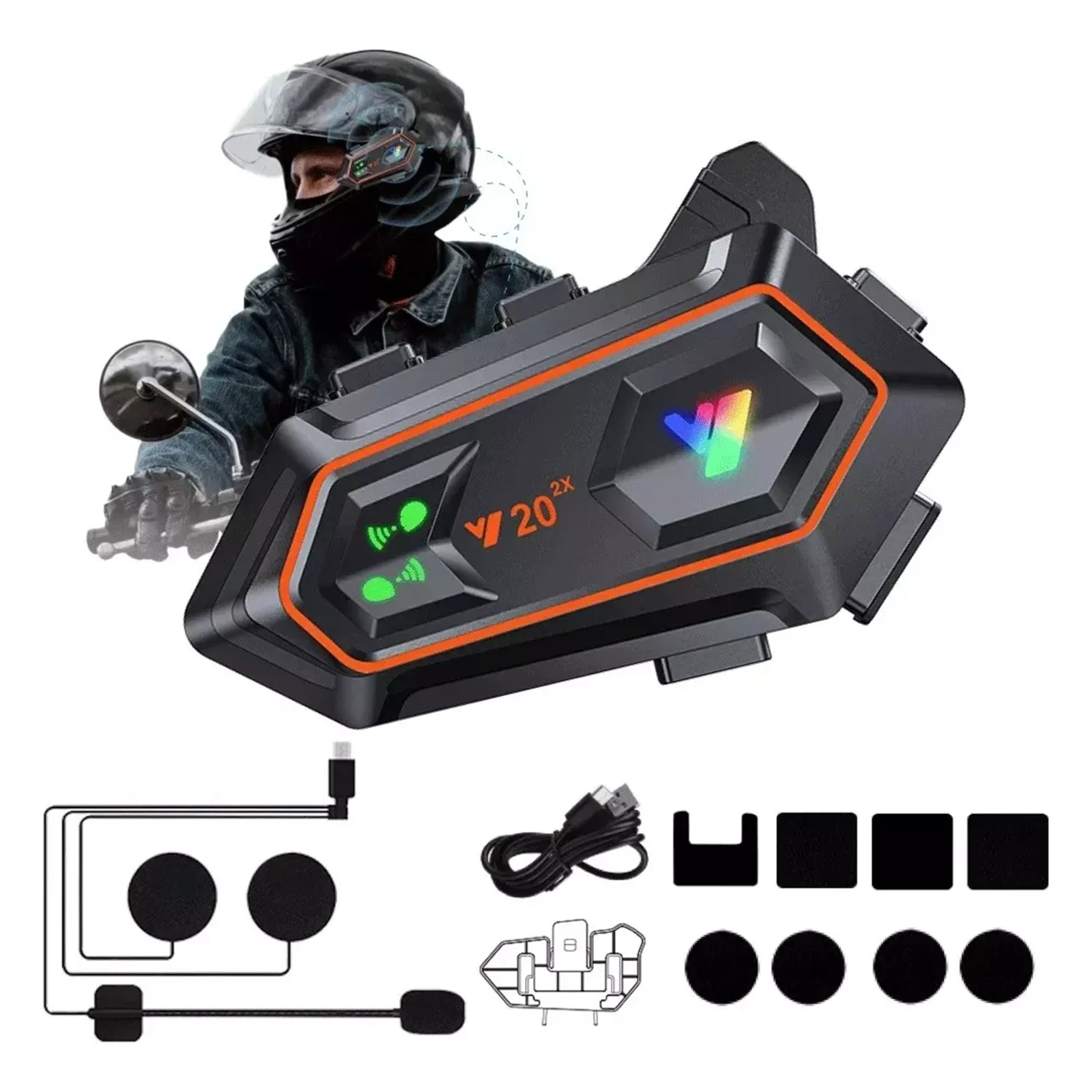 1PC Helmet Bluetooth wireless headset Y20-2x Bluetooth Intercom Version Hardphone 5.0 for Various Motorcycle Helmets