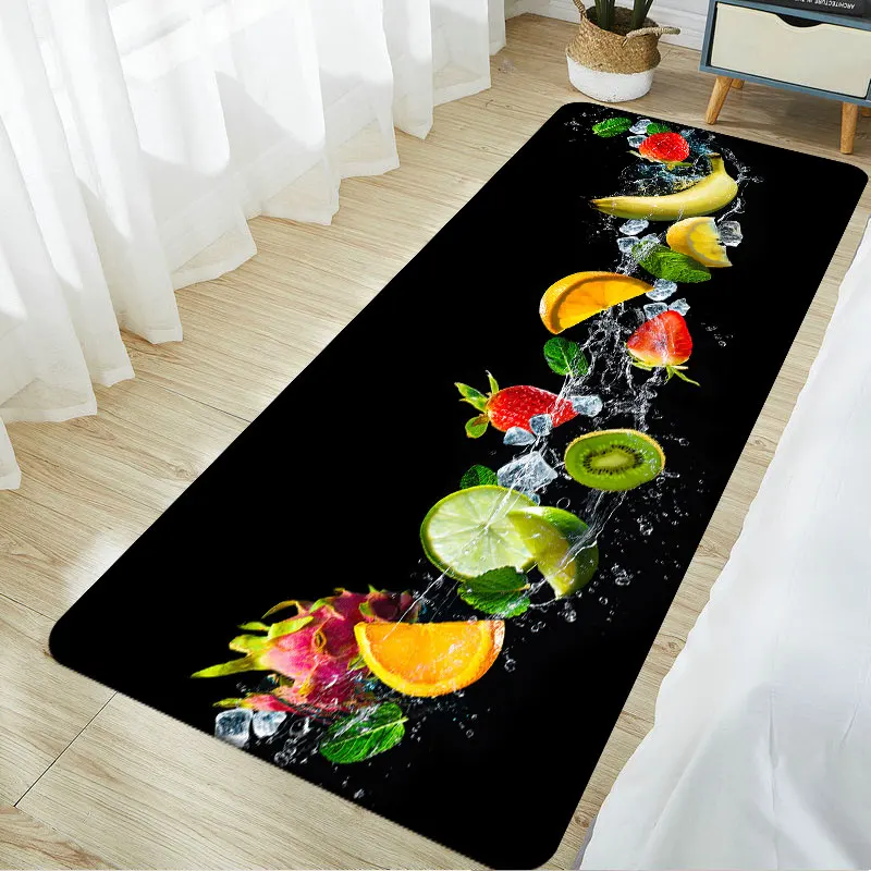 Tropical Fruit Non-slip Flannel Kitchen Floor Mats Carpet Bathroom Entrance Doormat Bedroom Living Room Bedside Area Rugs
