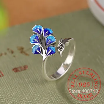 여성용 925 스털링 실버 파인 쥬얼리, 블루 공작 결혼 반지, 무료 배송 주얼리 포함, 저렴한 물건 도매