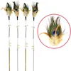 Cat Toys Feather Cats Sticks Springs Steel Wire Handle Peacock Feather Interactive Cat Toy Bite Resistant Toys for Cats Teasing