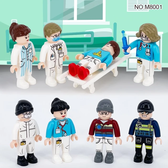 Mini figurine d'anime Playmobil, médecin, infirmière, accessoires, blocs de  construction, pièces, briques, ensemble de construction