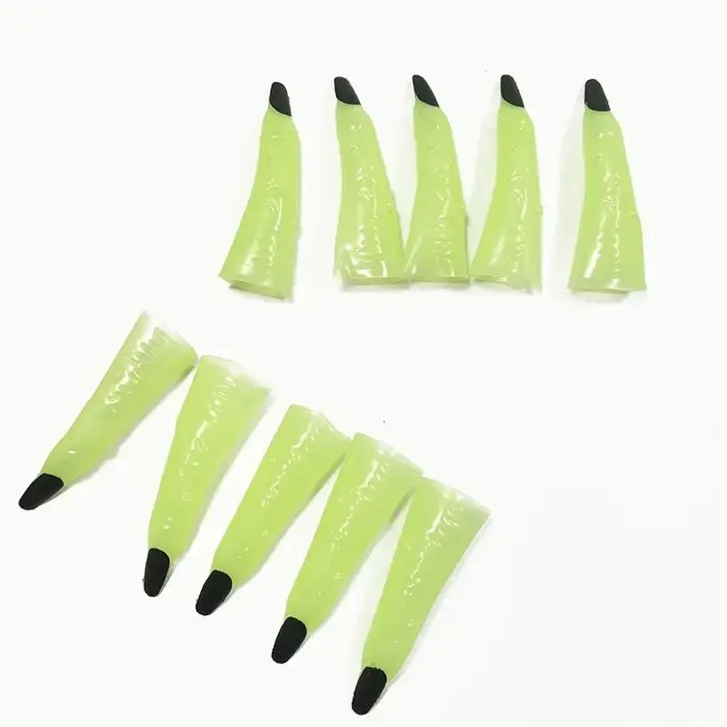 10Pcs/set Nail Luminous Fake Fingers Cover Halloween Cosplay Prop Party Decorations Toys