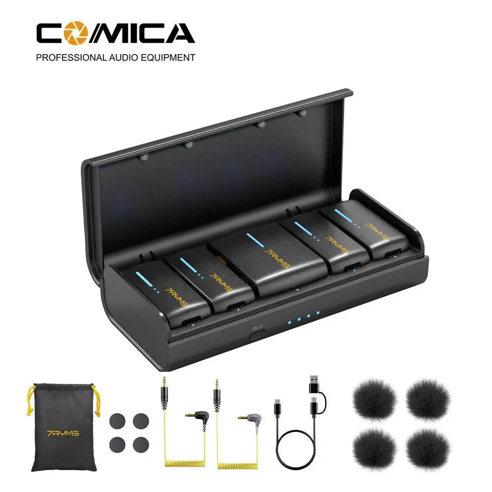 7Ryms iRay DW40 Wireless Lavalier Microphone with 4 Transmitters,48kHz/24bit Rec