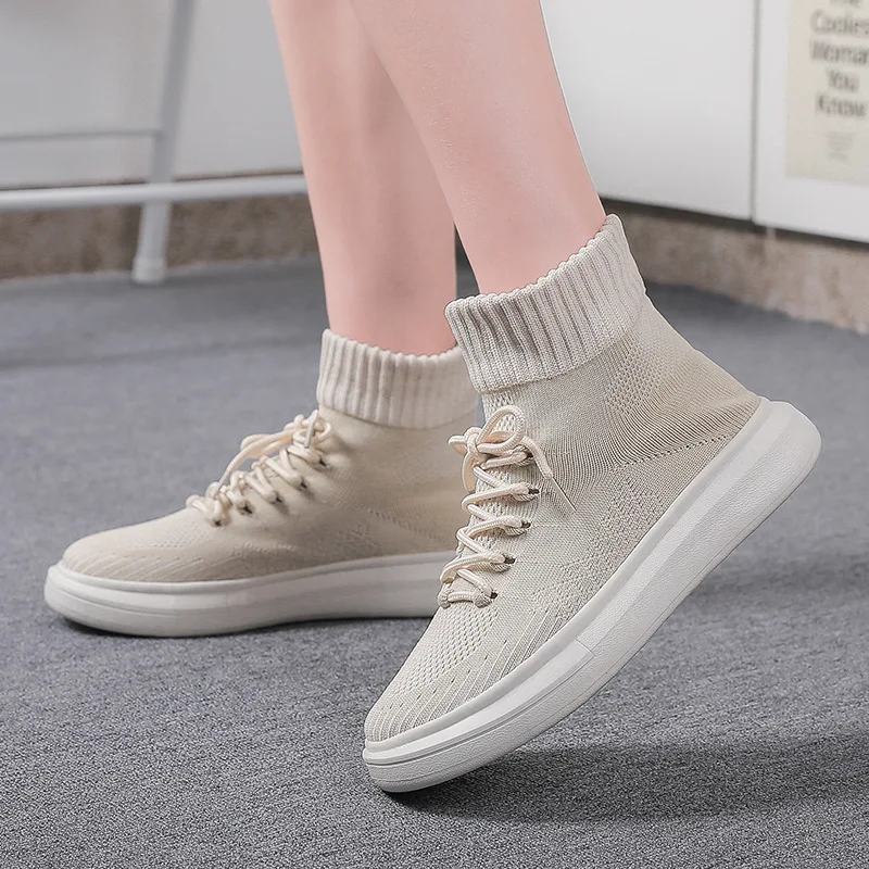 Spring Autumn New Women Fashion Elastic Socks Shoes Comfortable Breathable Casual Boots