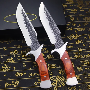 Japanese forged Full Tang hunting straight knife + leather sheath, outdoor camping, survival knife, jungle EDC knife 1