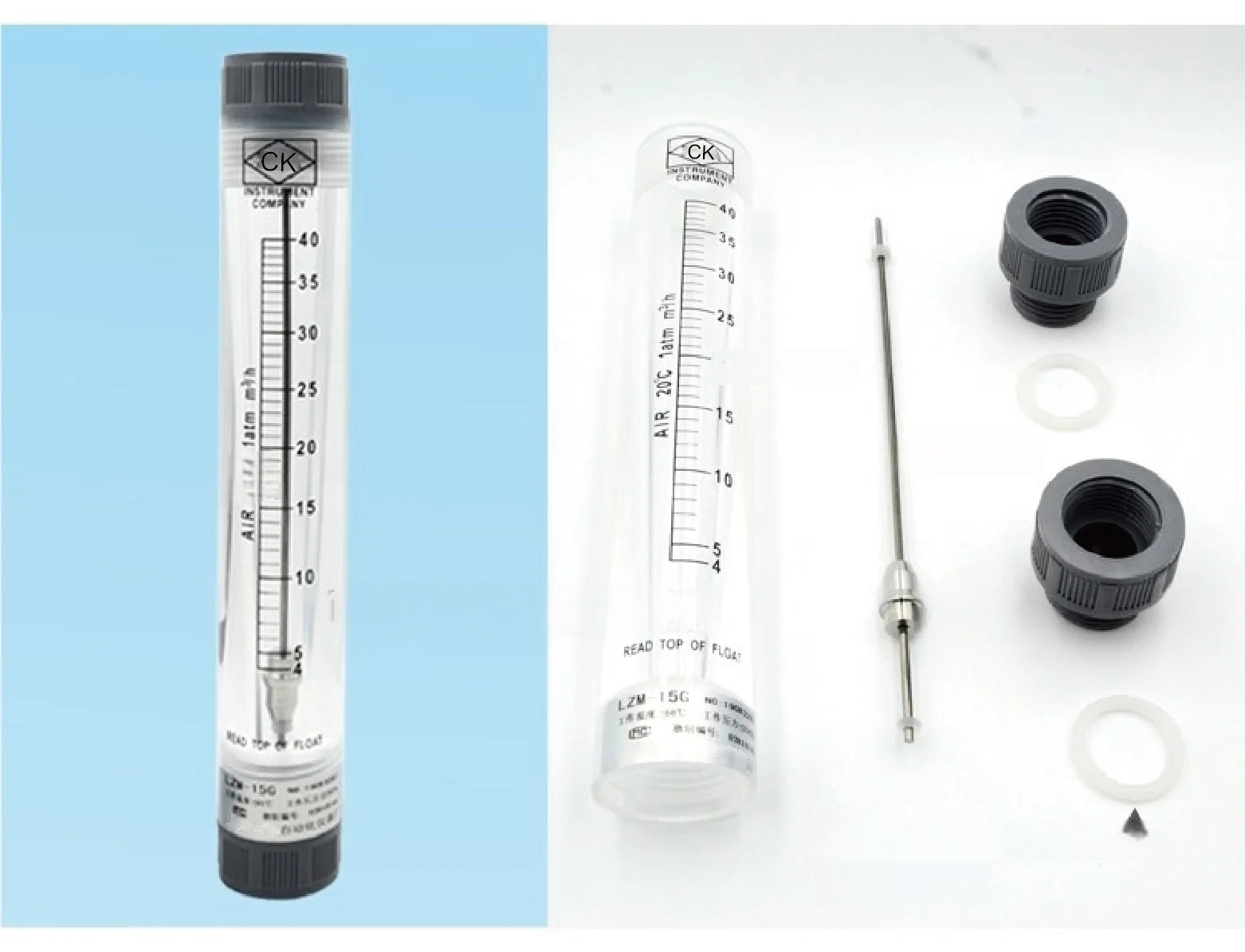 LZM-25G gas liquid flow meter G1 inline 6‑400 Nm3/h 1‑60 GPM acrylic rotameter c