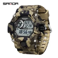 SANDA 2183 Electronic Watch Fashion Military Camo Waterproof Outdoors Sports Digital Display Silicone Strap Wristwatchs for Men 1