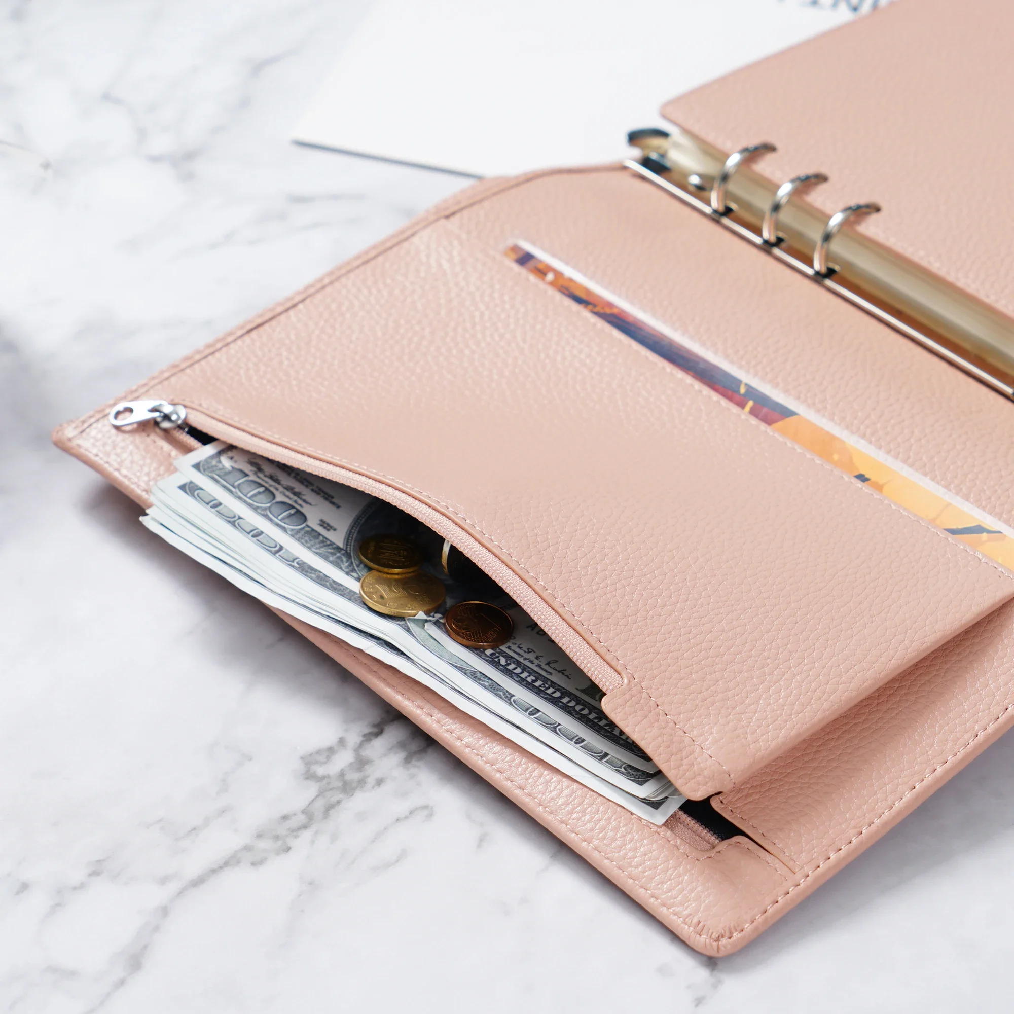 Moterm Regular A5 Size Rings Planner with 19MM Rings Binder Genuine Pebbled Grain Leather Notebook Agenda Organizer Sketchbook 4