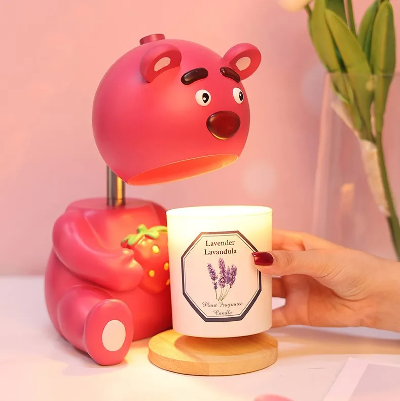 

Cartoon Candle Warmer Strawberry Bear Aroma Melting Wax Lamp Atmosphere Bedroom Bedside Night Light