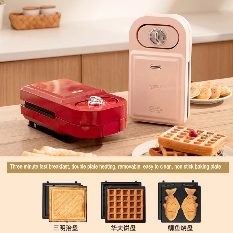 Multi-functionBreakfast machine Kitchen Taiyaki Double Fish Shaped Hot Dessert Waffle Cake Maker Pan Japanese Pancake Double Pan