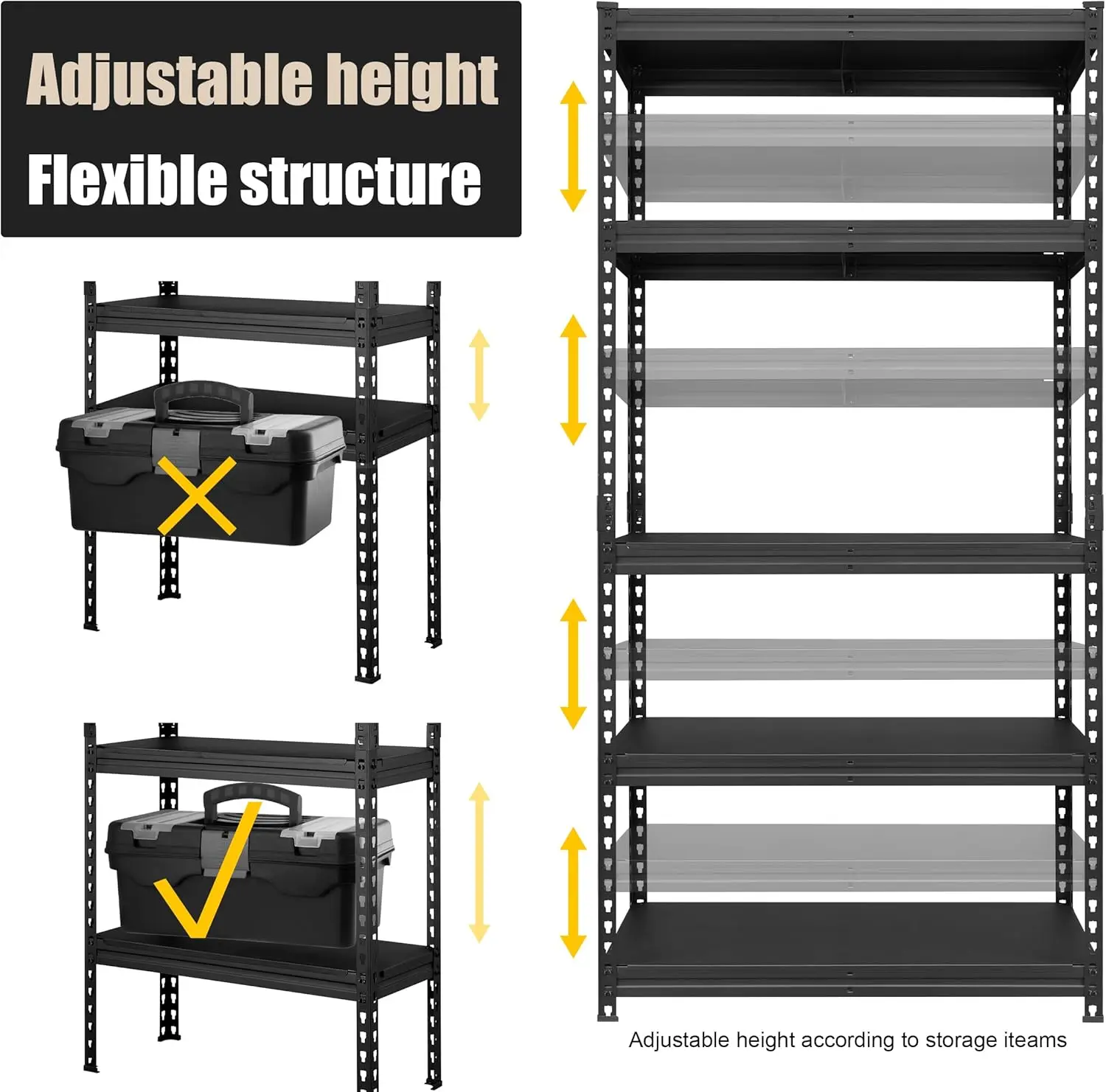 2 Packs All Metal 36" W x 16" D x 71" H Storage Shelves - 5 Tier Heavy Duty Adjustable Garage Shelving Unit Freestanding Shelf 6