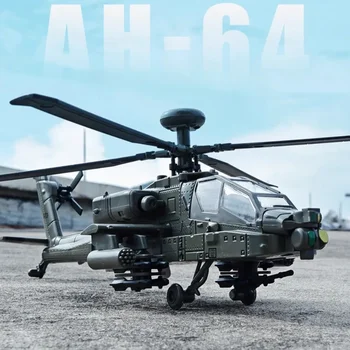 1:32 AH-64A Airplane Model Toy Car Alloy Body Rotatable Propeller Slide Sound Light Fighter Vehicle Models for Kid Birthday Gift 1