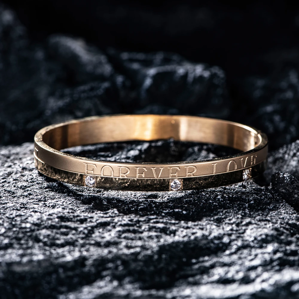 Luxury Cuff Bracelet Bangle Stainless Steel  Bracelet Carving Couple Bangle For Men Women Jewelry Wedding Forever Kpop Gifts 5