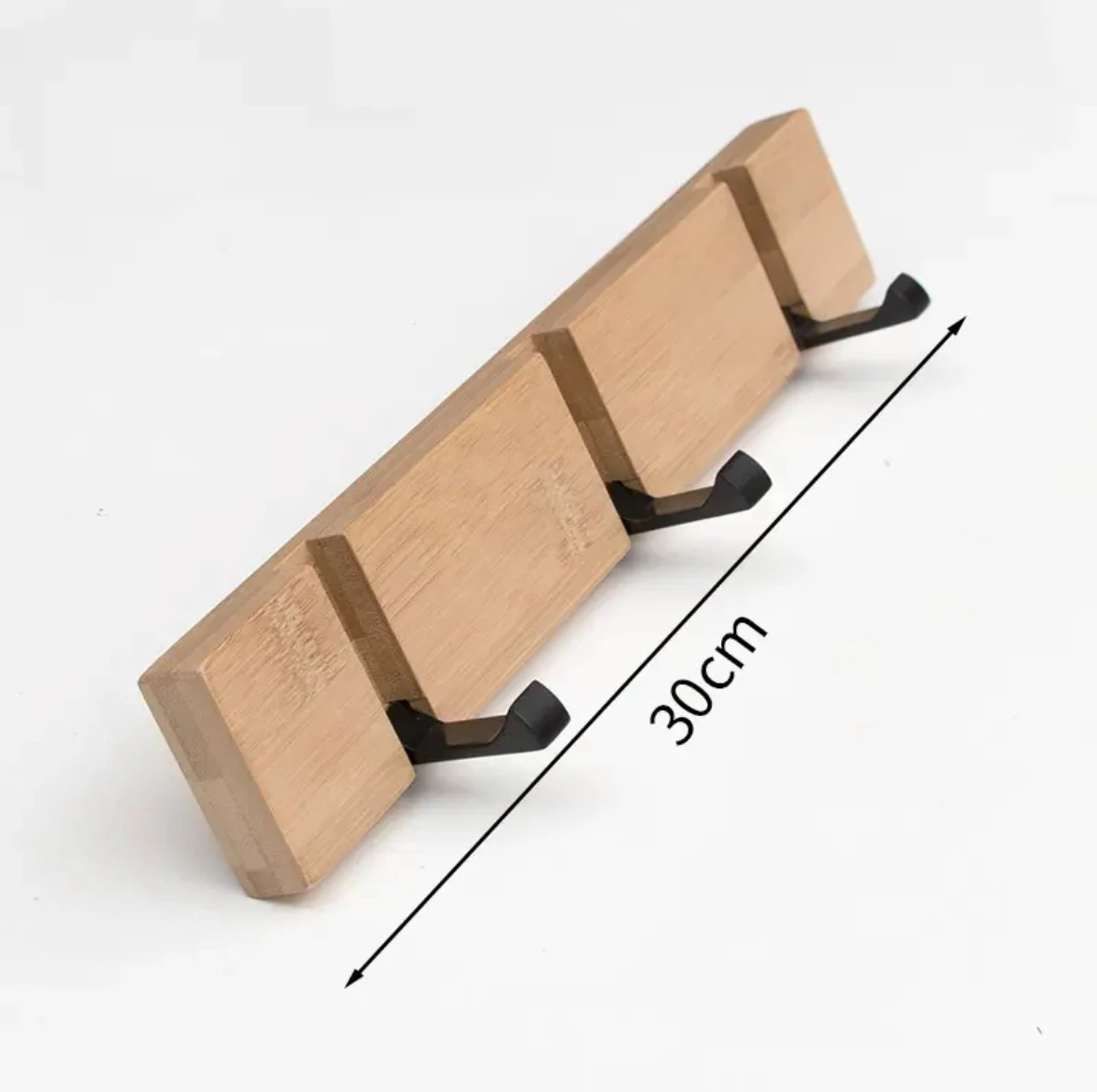 Natuurlijk bamboe 3-haken variant — schuin vanaf boven
