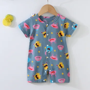 Baby Bodysuit 0-1 Years Cotton Jacquard Snap Closure Crawling Outfit Simple and Trendy Lightweight Romper