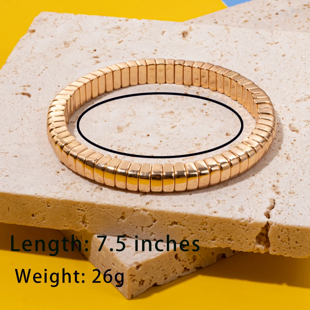 Vibrant Arch Shape Enamel Bracelet - Handmade Colorful Elastic Bead Bangle
