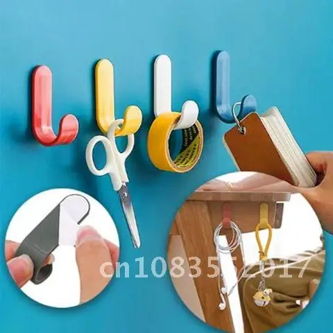 

Plastic Self Adhesive Wall Hangers 4 Pcs Towel Hooks Hat Racks Keys Hanger Wall Organizer Home Decor Key Holder