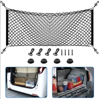 90x40 CM/60x110 CM Net Holder Universal Car Trunk Rear Storage Cargo Luggage Nylon Elastic Mesh  With 4 Plastic Hooks Pockets 4