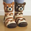 New 3D Knit Animal Socks Double Layer Warm Funny Socks Hand Crocheted Breathable Middle Tube Socks Christmas Gifts Legs Warme