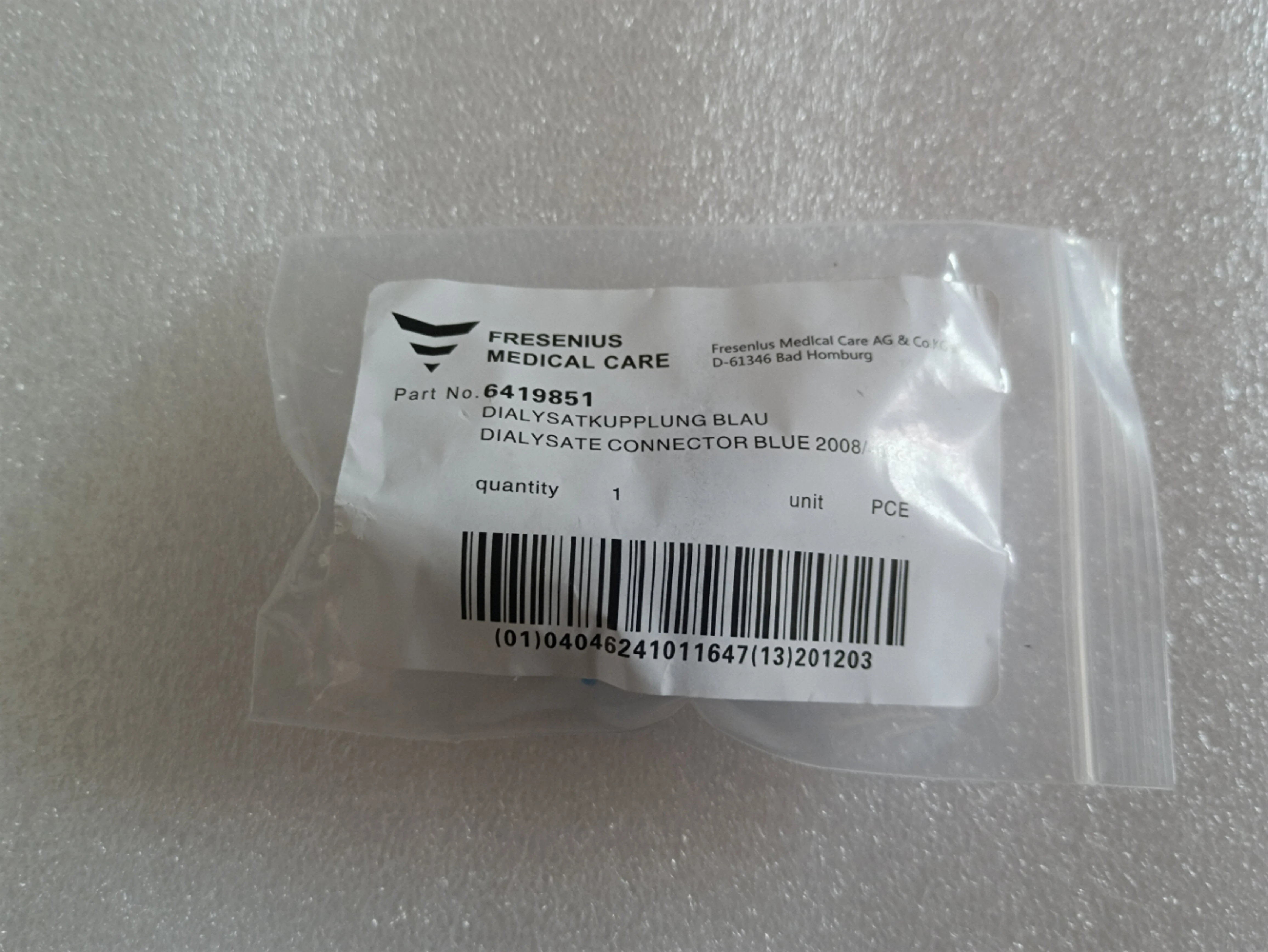 

PN:6419851, Dialysate Connector blue for Fresenius (New,Original)
