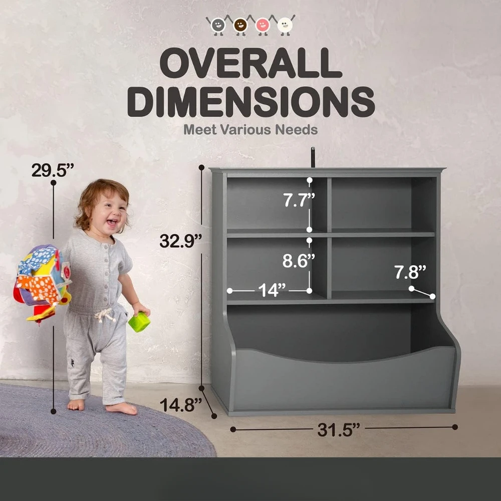 Kids'Toy Storage Organizer,Open Storage Cubby, Multifunctional Book Cabinet/ Shelf for Nursery,Playroom,Closet,Home Toy Bookcase 2
