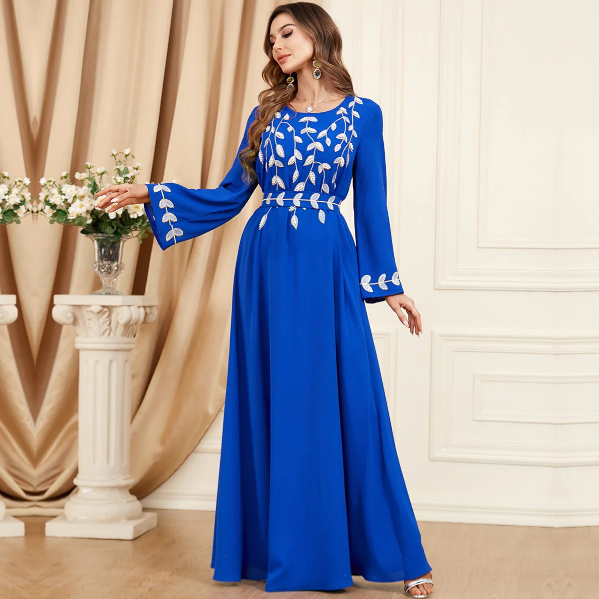 

Ramadan Morocco Middle East Saudi Arabia Dubai New Casual Fashion Embroidered Beaded Dress Muslim Islamic Women's Gown