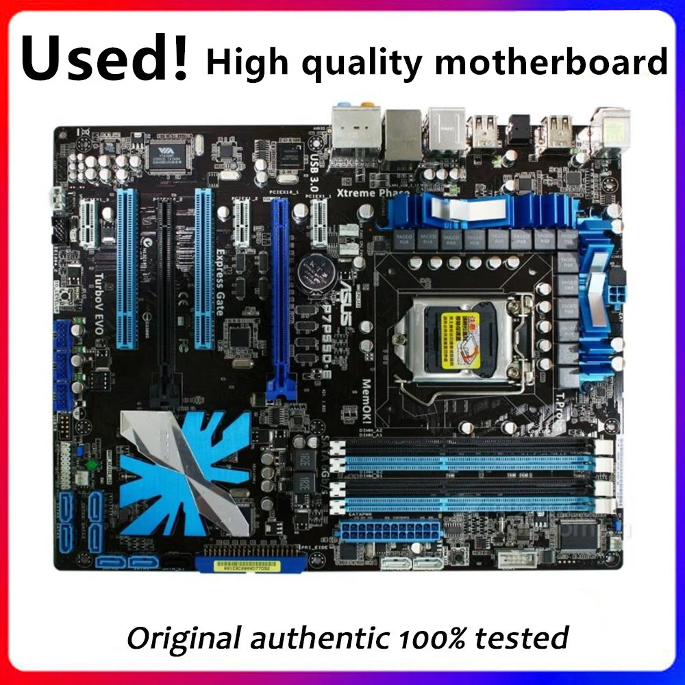 

For ASUS P7P55D-E Motherboard LGA 1156 DDR3 16GB For Intel P55 P7P55 Desktop Mainboard SATA II PCI-E X16 Used AMI BIOS