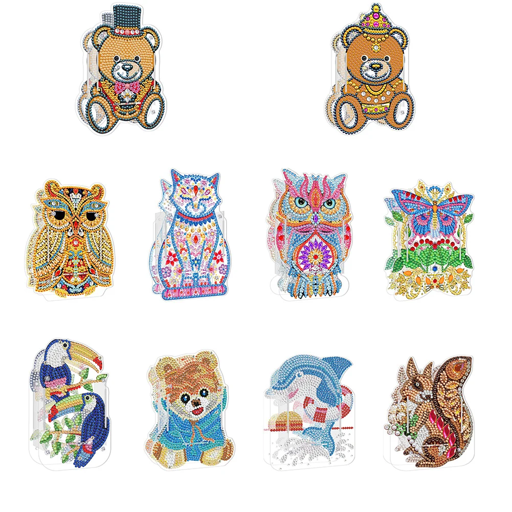 

DIY Diamond Painting Pen Holder Animal Cat Bear Owl Rhinestone Embroidery Mosaic Pen Storage Box Home Desk Decor Craft Kits Gift