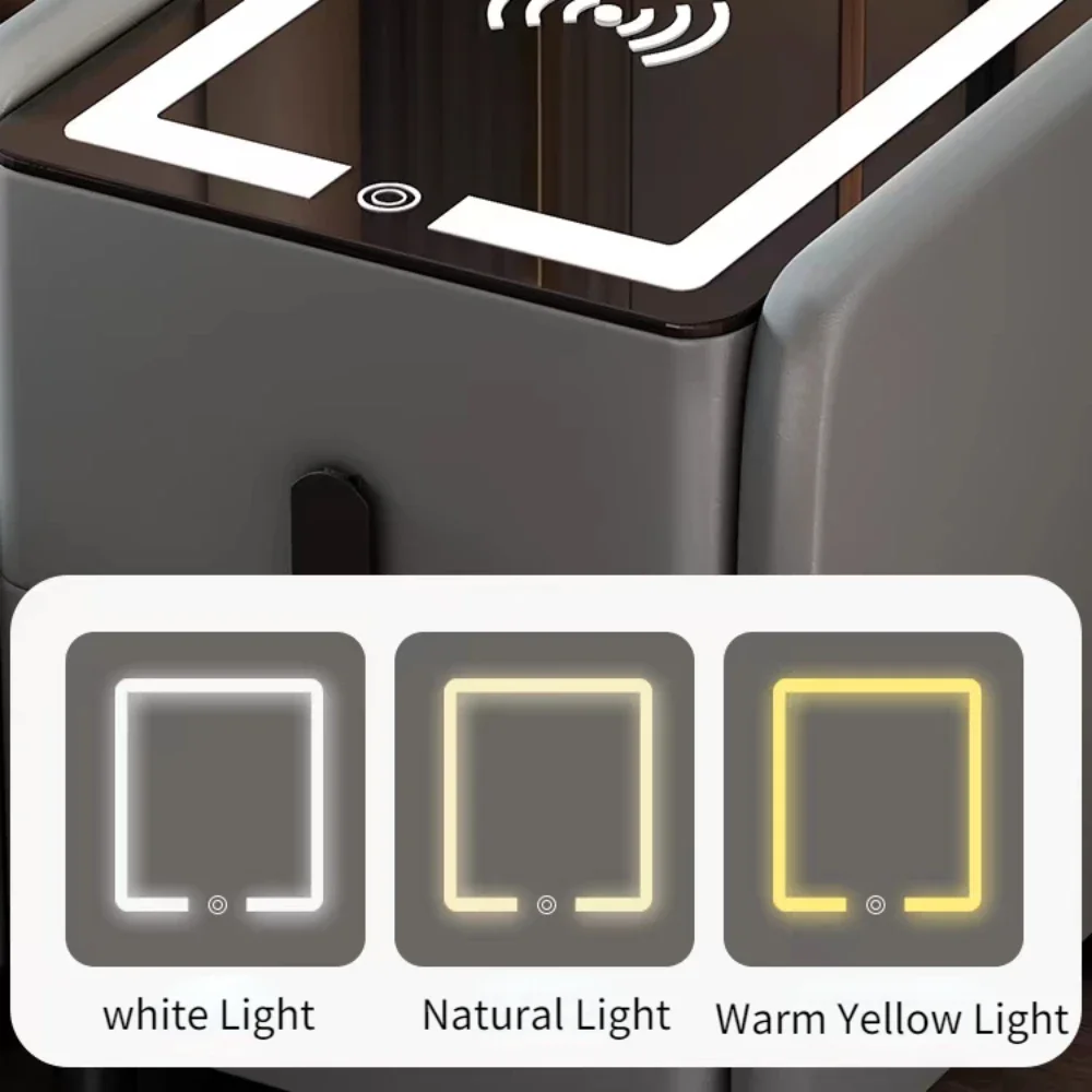 Smart Bedside Table Wireless USB Charging 3 Colors LED For Bedroom Furniture nightstands set