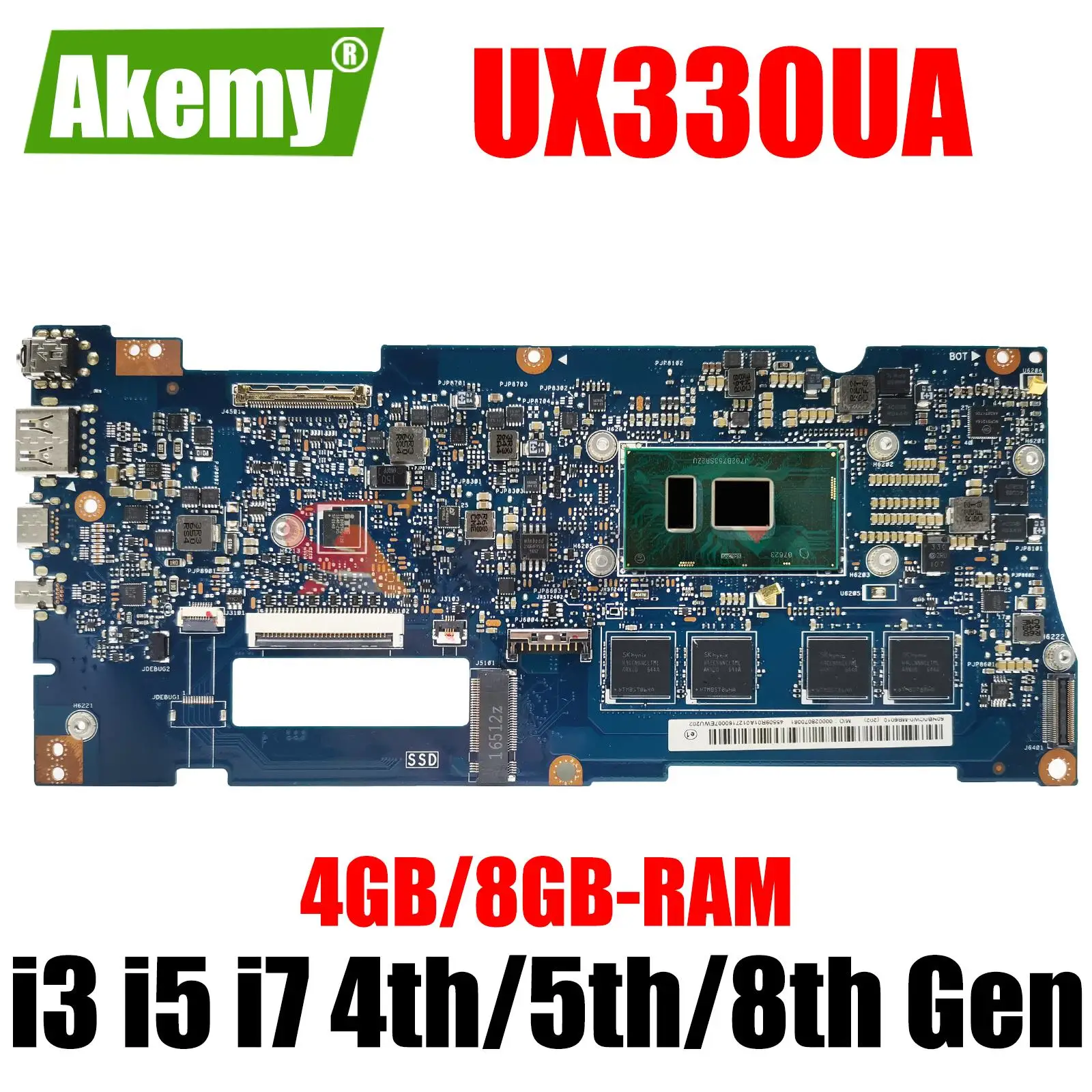 마더보드, UX330UAK, UX330UA, UX330UAR, UX330U, U3000U, I3, I5, I7, 6th, 7th, 8th Gen, 4GB, 8GB-RAM, 100% 테스트 